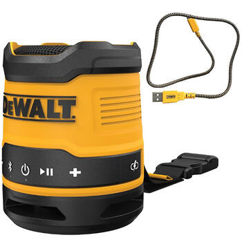 Dewalt Pārnēsājams Bluetooth skaļrunis DCR009-XJ, 5W, 86dB, IP67, Bluetooth 5.0, 30m, 1400mAh, USB-C, kompakta (DCR009-XJ)