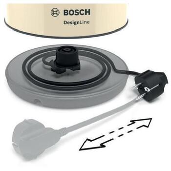 Bosch Чайник TWK4P437, 2400 Вт, 1.7 Л, нержавеющая сталь, бежевый, автоматическое отключение, индикатор уровня воды (TWK4P437)
