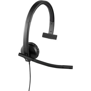 Logitech наушники H570E Mono, 1,9 м кабель, 31,5 - 20000 Гц, черные, микрофон с шумоподавлением, встроенное управление (981-000571)
