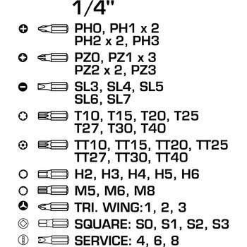 Hogert HT1R461 набор бит для отверток, 50 шт., 1/4