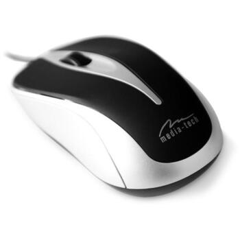 Media-Tech Проводная оптическая мышь MT1091S, 800 dpi, 3 кнопки, USB, эргономичный дизайн, металлическая поверхность (MT1091S)