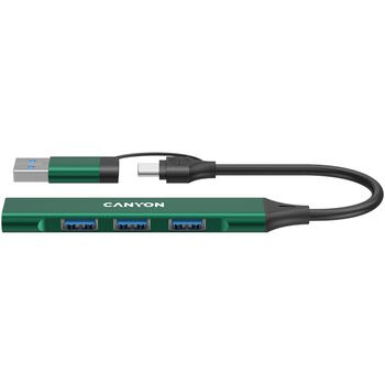 CANYON DS-02 USB centrmezgls portatīvajam datoram 4in1 USB-C uz USB-A 5Gbps CNS-TDS02GR zaļš (CNS-TDS02GR)