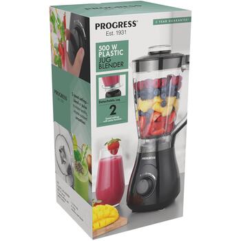 Progress Блендер EK6647PVDE, 500W, 1.5л, 2 скорости, пульсирующий режим, нержавеющий стальной нож, пластик (EK6647PVDE)
