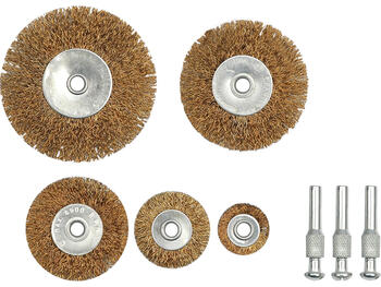 Toya disku birstes komplekts 06990, 5 gab, 25 mm, 38 mm, 50 mm, 63 mm, 75 mm, 4500 min⁻¹, gofrēta tērauda stieple (06990)