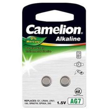Camelion Щелочная кнопочная батарейка AG7-BP2 12050207, 2 шт., 1.5V, 34mAh, без ртути (12050207)