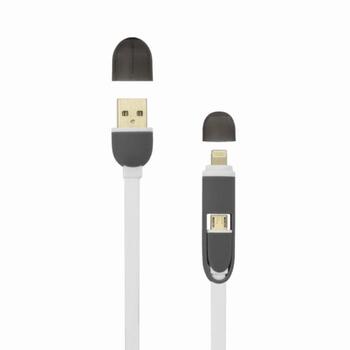 Sbox USB кабель USB 2IN1W/R, 1м, до 480 Mbit/s, USB A M, microUSB M, Lightning (iPh) M, белый (USB 2IN1W/R)