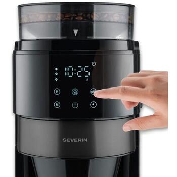 Severin кофемашина KA 4831, 900W, 1л, черная нержавеющая сталь, LED сенсорный экран, постоянный фильтр, кофейные зерна (KA 4831)
