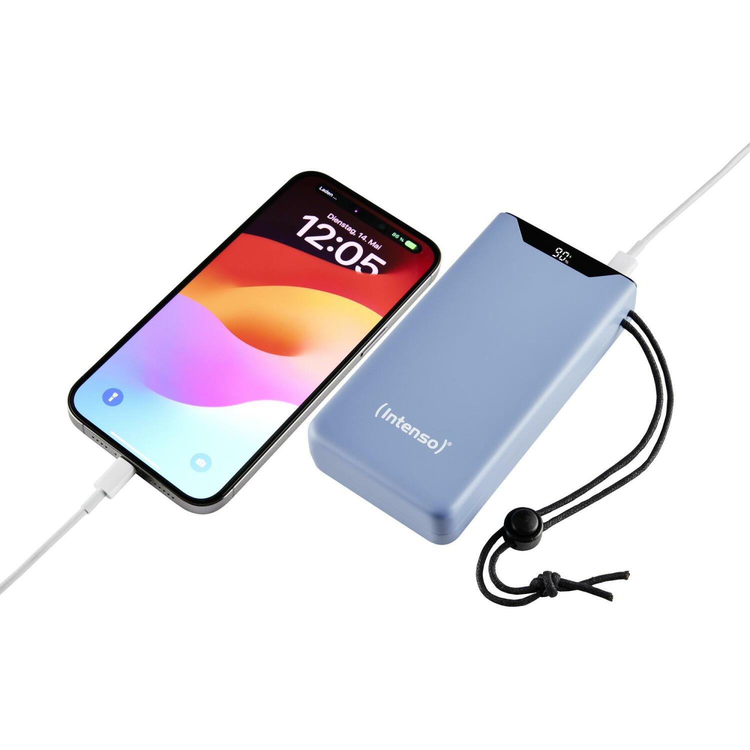 Intenso Power Bank 7332055, 20000 мАч, Li-Полимер, 20 Вт, 1x USB Type-A, 1x USB Type-C, защита от ЭСД, защита от перезарядки (7332055)