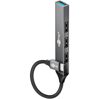 Goobay USB-хаб 74457, USB-C на USB-A, 5 Гбит/с, 4 порта, док-станция, светло-серый (74457)