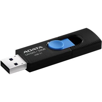 Adata USB флеш-накопитель AUV320-32G-RBKBL 32 ГБ, USB 3.2 Gen 1, черный, синий, слайд-дизайн, Plug and Play (AUV320-32G-RBKBL)