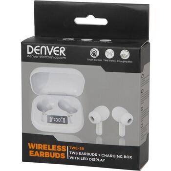 Denver Беспроводные наушники TWE-38 111191120210, 48г, Белый, Bluetooth 5.0, 4ч времени работы, Встроенный микрофон (111191120210)