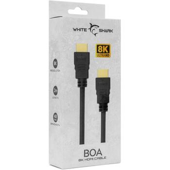 White Shark BOA кабель HDMI-HDMI, BOA, 2м, 8K, 60Hz, 48 Gbps, 24K позолоченные разъемы, Ethernet, CEC, ARC (BOA)