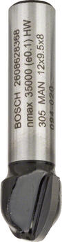 Divpus.pusap.frēze, HM R=6 mm, l=9,5 mm,kāts 8mm, Rokas frēzēm, malu frēzēm IELIEKTO GROPJU FRĒZE STANDARD FOR WOOD, 2608628368 BOSCH (2608628368)