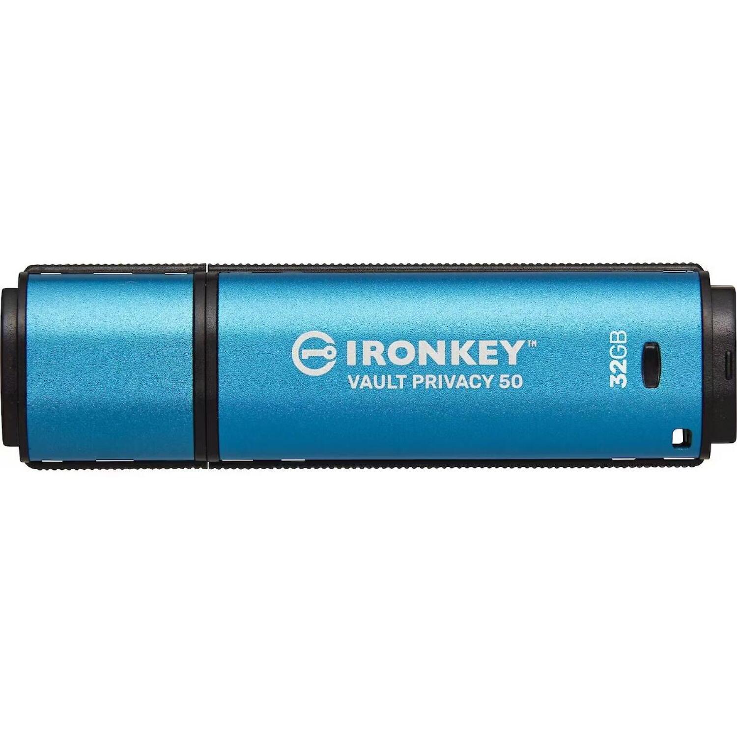 Kingston USB флеш-накопитель IKVP50/32GB, 32GB, USB 3.2 Gen 1, 250MB/s чтение, 180MB/s запись, аппаратное шифрование AES-256 XTS (IKVP50/32GB)