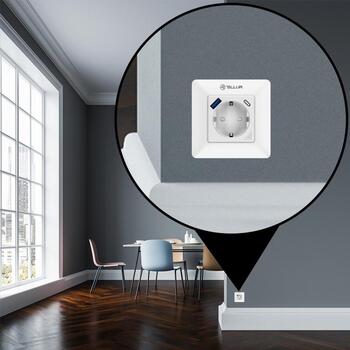 Tellur Умная WiFi Розетка TLL331531, 3600W, 16A, PD20W, USB 18W, мониторинг энергии, белая (TLL331531)