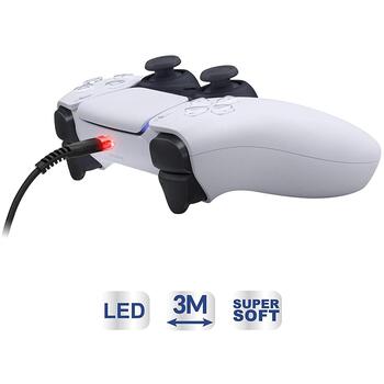 Subsonic Зарядный Кабель SA5601, 3м, USB-C, для PS5/Xbox/Switch, мягкая технология, LED индикатор (SA5601)