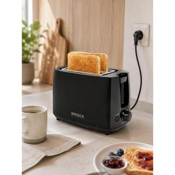 Brock BT 1007 BK тостер, 2 ломтика, 700 Вт, черный, металл/пластик, автоотключение, регулировка поджаривания (BT 1007 BK)