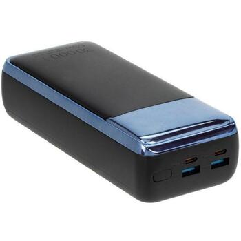 Rivacase Power Bank VA1080, 30000mAh, 65W, LCD, 2xUSB-A, 2xUSB-C, Литий-полимер, черный/синий (VA1080)
