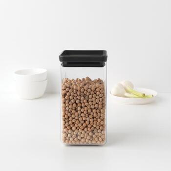 Brabantia контейнер 122385, 1,6л, тёмно-серый, квадратный, штабелируемый, силиконовая крышка, можно мыть в посудомоечной машине (122385)