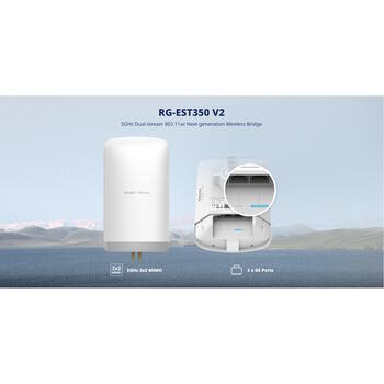 Ruijie RG-EST350 V2 беспроводной мост, 5ГГц 802.11ac, 867Мбит/с, 15дБи, IP54, 5км, PoE, белый (RG-EST350 V2)
