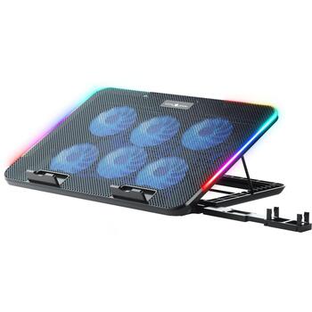 White Shark ICE BLADE GCP-96, dzesēšanas paliktnis, 6 ventilatori, 2500 RPM, 74 CFM, 25 dBA, 15.6 collas, 5 līmeņi, RGB, USB (ICE BLADE)