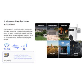 EZVIZ H9C уличная камера видеонаблюдения с поворотом и наклоном Dual-Lens 3K Wi-Fi 2.4/5 GHz + 4G AI обнаружение людей и транспорта цветное ночное видение белая (CS-H9c(5MP+5MP,4G))