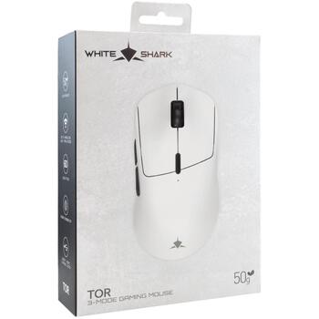 White Shark игровая мышь TOR WGM-5024, TOR-W, 6200 DPI, 1000 Hz, 6 кнопок, 300 mAh, 1.5 м, USB-C, Bluetooth, RF 2.4 GHz (TOR-W)