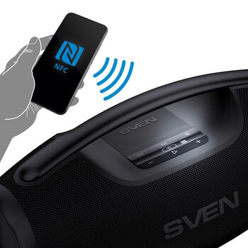 Портативная Bluetooth колонка мощностью 180 Вт RMS с защитой от воды IPX7 TWS соединением RGB подсветкой и до 16 часов работы PS-990 Чёрный SV-022891 SVEN (SV-022891)