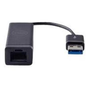 Dell USB адаптер 470-ABBT, 1000 Mbit/s, 1x USB-A 3.0, 1x RJ-45, Проводной Ethernet, USB питание, Черный (470-ABBT)
