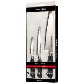 Samura PRO-S SP-0220, набор из 3 ножей, AUS-8, поварской 20см, филейный 14,5см, овощной 8,8см (SP-0220)