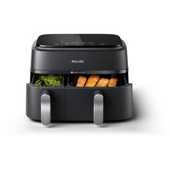 Philips NA351/00 karstā gaisa friteris, 9L, 2750W, 220-240V, 50Hz, 2 grozi, 8 programmas, skārienjutīgs, LED displejs, pelēks (NA351/00)