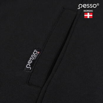 Pesso Turin TURIN_BL-2XL, 2XL, melna, 65% kokvilna/35% poliesters, 300 g/m², rāvējslēdzējs, kapuce ar aukliņu, 2 kabatas (TURIN_BL-2XL)
