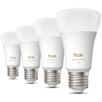 Philips Hue умная лампа 8720169364745, E27, 6 Вт, 810 лм, 220-240 В, 4 шт, A60, LED, Bluetooth, Zigbee, тепло-холодный белый (8720169364745)