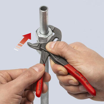Augstas kvalitātes ūdens sūknēšanas knaibles, Knipex, 87 01 150, 150 mm, pelēkas, ar 11 pozīciju regulēšanu, pašbloķējošas. (87 01 150 SB)