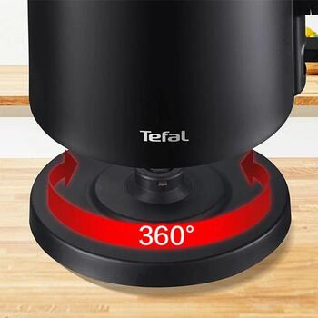 Tefal Чайник KO1408E0, 1500 Вт, 1.5 Л, Нержавеющая сталь/пластик, 360° поворотная база, Черный (KO1408E0)