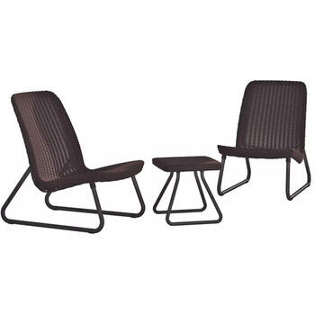 Keter Rio Patio Set 29197637521, комплект садовой мебели, 2 кресла и стол, коричневый, 14.4kg (29197637521)