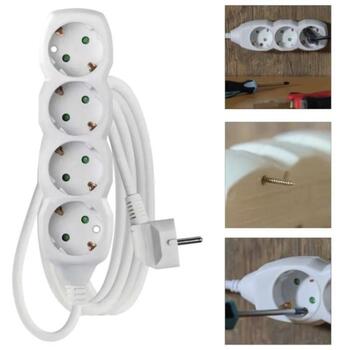 Emos Удлинитель P0423R, 3м, 4×2P+PE Немецкий, PVC, 3680W, защита от детей, пластик (P0423R)