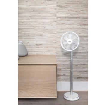 Eurom Vento Cordless Telescopic bezvadu teleskopiskais ventilators telpu dzesēšanai 10W akumulators oscilācija 4 ātrumi pārnēsājams balts (384635)