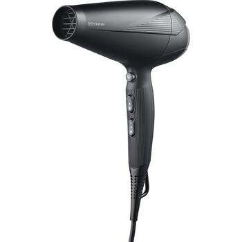 Severin Фен 0167, 2300W, 2 скорости, 3 температурных режима, 2 насадки, 2.8m шнур, ионизатор, диффузор (0167)