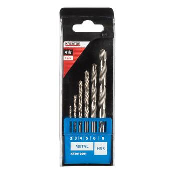 Kreator KRT012001 Urbju komplekts HSS metālam, 6gab, 2-8mm, plastmasas kaste (KRT012001)