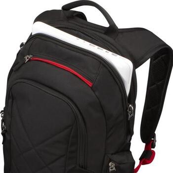 Case Logic Mugursoma DLBP114 BLACK, 12.69l, 35.8cm, poliesters, melna, pret skrāpējumiem, sānu kabata (DLBP114 BLACK)