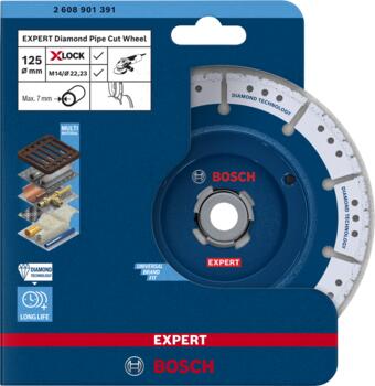 Dimanta cauruļu griešanas disks leņķa slīpmašīnām, ilgmūžīgs, 125 mm, 2608901391, BOSCH (2608901391)