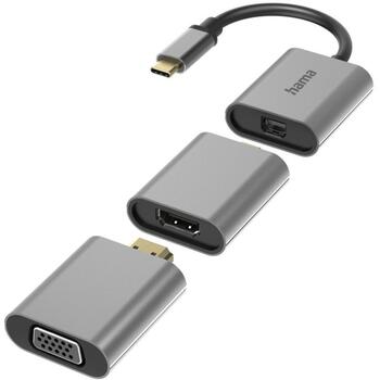 Hama 6in1 адаптер Connect2Go 00200306, 6 портов, USB-C, Mini-DisplayPort, HDMI, VGA, серый (00200306)