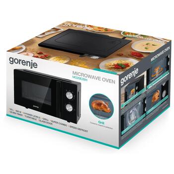 Gorenje Микроволновая печь MO20E2BH, 800 Вт, 20 Л, Гриль, Черный (MO20E2BH)