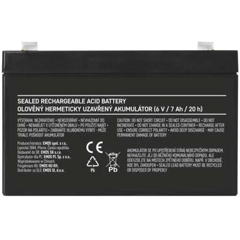 Emos SLA Аккумулятор B9659, 6 V, 7 Ah, Faston 4,7 мм, AGM, 1 шт., 5 лет, без обслуживания, электронные системы безопасности (B9659)