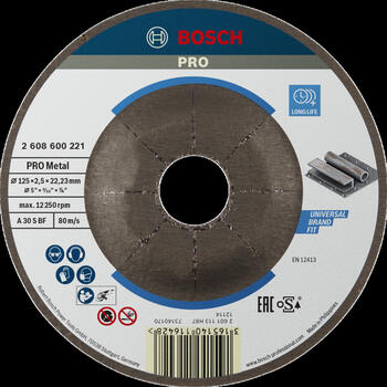 Mazām leņķa slīpmašīnām PRO METAL GRIEZĒJDISKS BOSCH 2608600221 (2608600221)