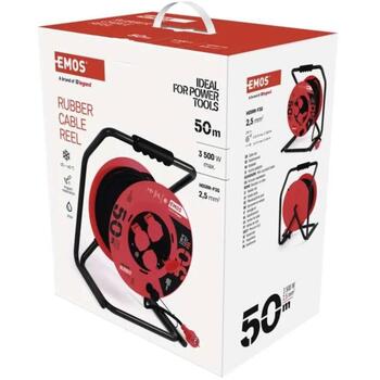 Emos Уличный удлинитель P19221, 50 м, 4 розетки, черный, резина, 230 В, 2,5 мм2, IP44, защита от детей (P19221)
