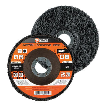 Slīpdisks rūsas, krāsas noņemšanai T27 125mm, melns, mīksts. Polax (54-107)