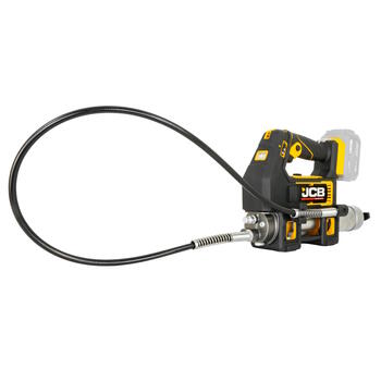 JCB JCB-18PGG-VS Professional 18V аккумуляторный шприц для смазки для обслуживания техники и узлов переменная скорость картридж 400г гибкий шланг (JCB-18PGG-VS)