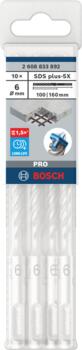 Triecienurbis SDS plus-5X 6x100x160 mm, 10 gab., Perforatora urbjiem PRO SDS PLUS-5X TRIECIENURBIS PERFORATORIEM, 2608833892, BOSCH (2608833892)
